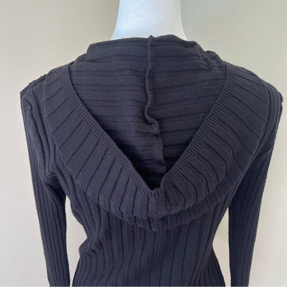 No Boundaries Black Zip up Cardigan Lightweight Ribbed Sweater Jacket - Picture 4 of 7